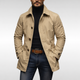 Men's collared waterproof trench coat with button fastening
