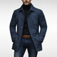 Men's collared waterproof trench coat with button fastening