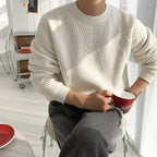 Men's ribbed crew neck sweater with long sleeves
