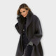 Women's long tailored jacket with shawl collar and open front