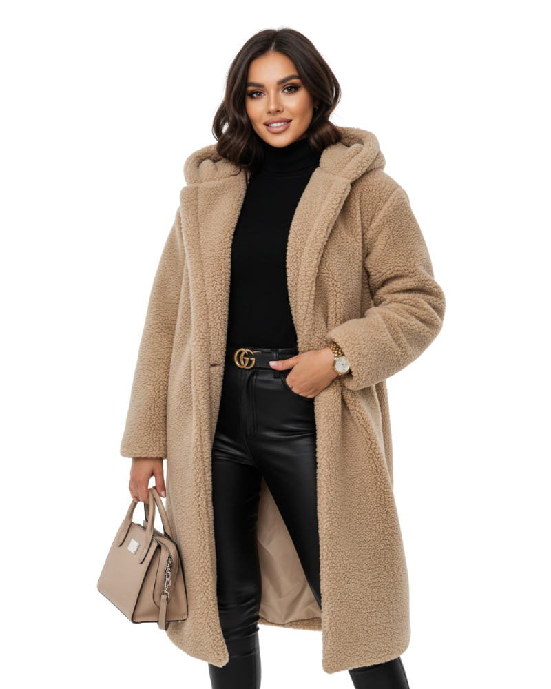 Women's Long Hooded Teddy Coat