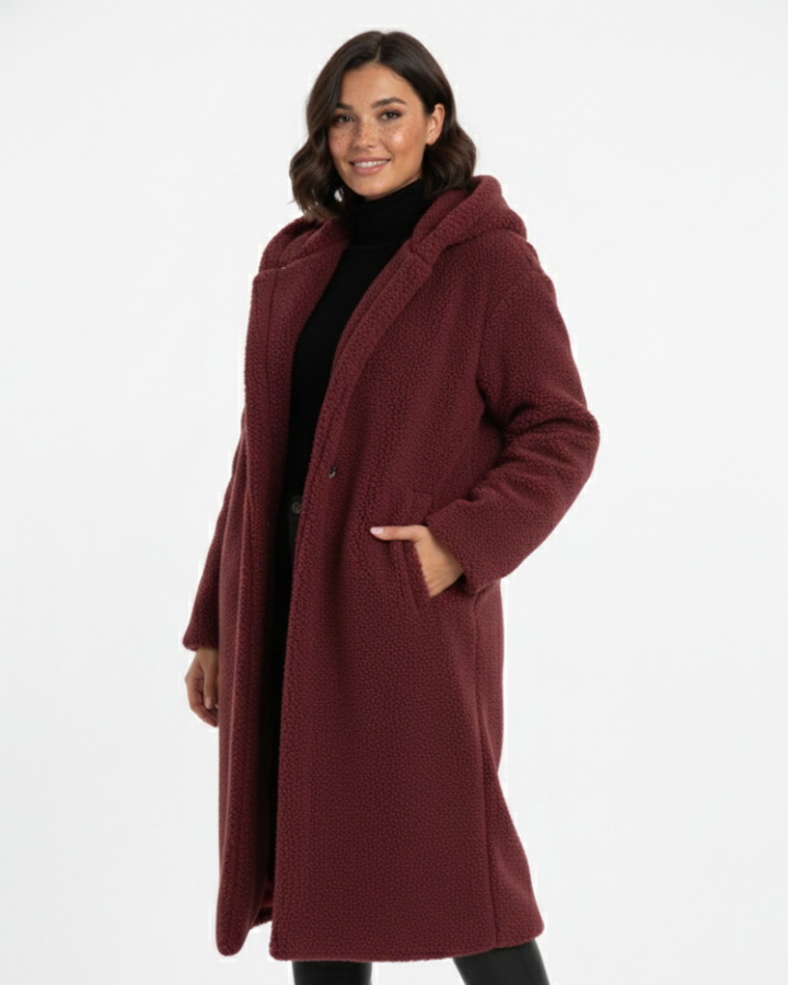 Women's Long Hooded Teddy Coat