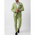 Men's tailored two-piece suit with notch lapel jacket and matching trousers