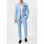Men's tailored two-piece suit with notch lapel jacket and matching trousers