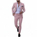 Men's tailored two-piece suit with notch lapel jacket and matching trousers