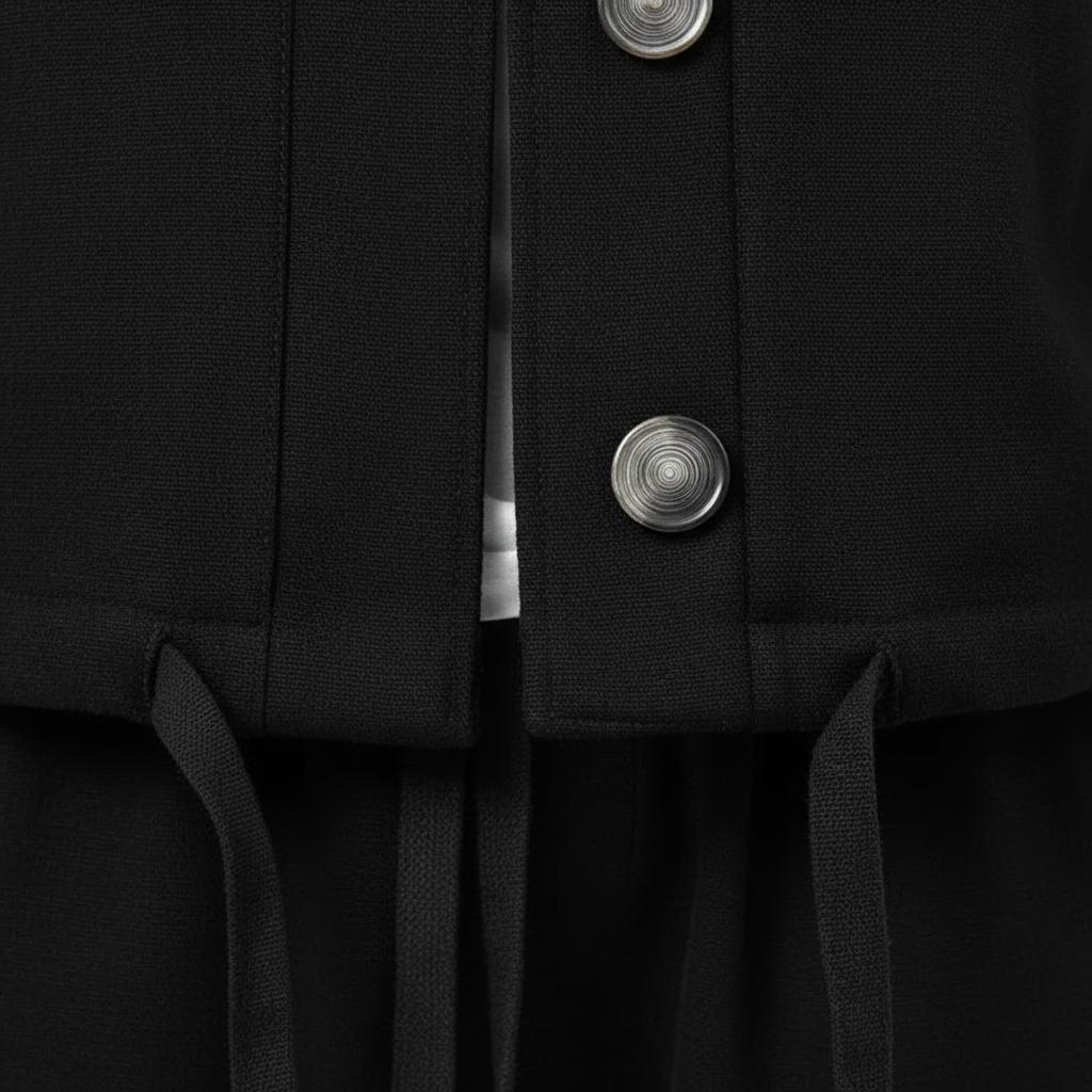 Men's two-piece set with a button jacket and drawstring trousers