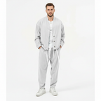 Men's two-piece set with a button jacket and drawstring trousers
