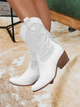 Women's Western cowboy boots with perforated panels and block heels