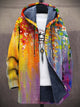 Women's multicoloured patterned hooded cardigan with zip front and long sleeves