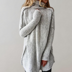 Women's long textured jumper with mock neck and long sleeves