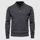 Men's textured zip-up cardigan with mock neck and long sleeves