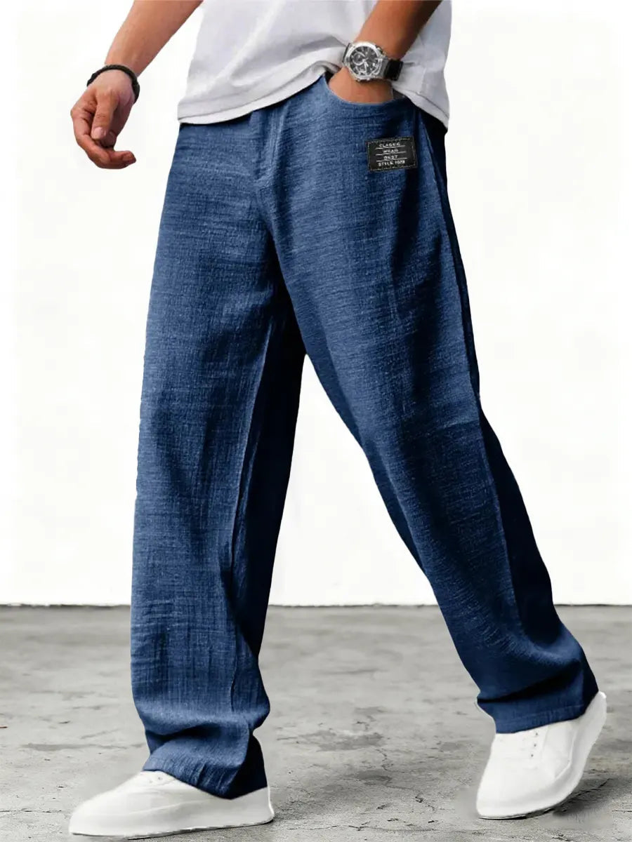 Men's relaxed wide-leg trousers with textured finish