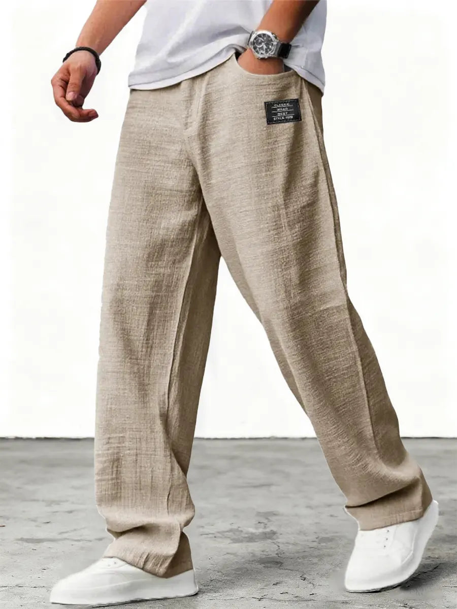 Men's relaxed wide-leg trousers with textured finish