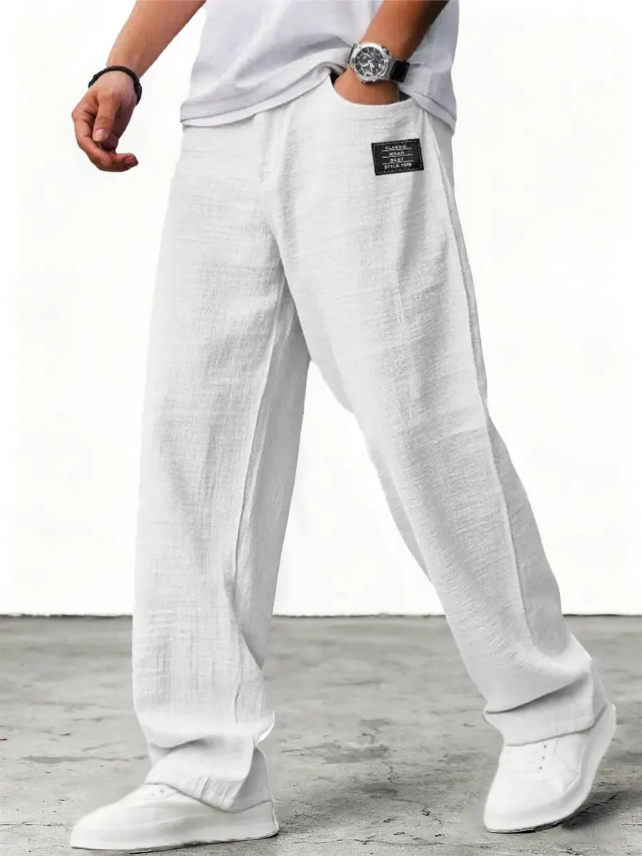 Men's relaxed wide-leg trousers with textured finish