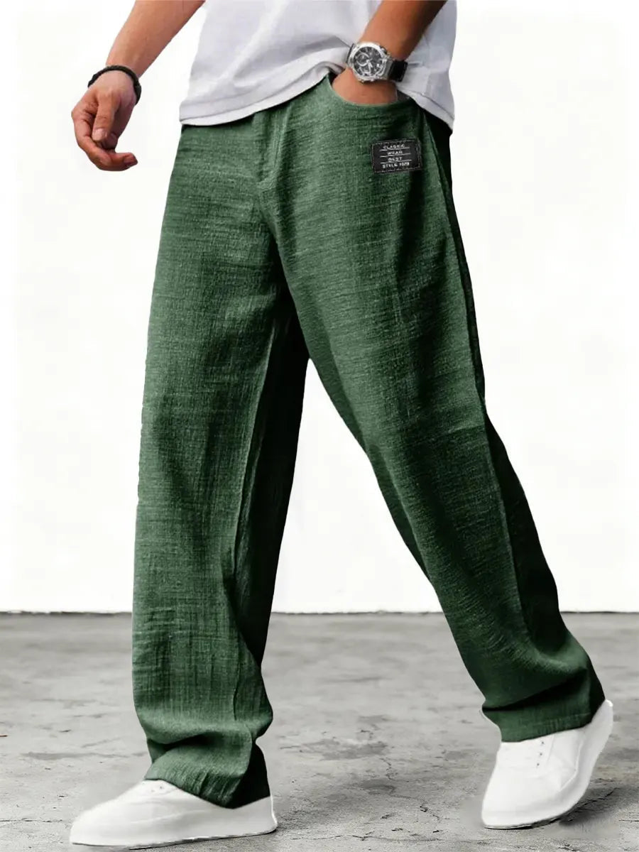 Men's relaxed wide-leg trousers with textured finish