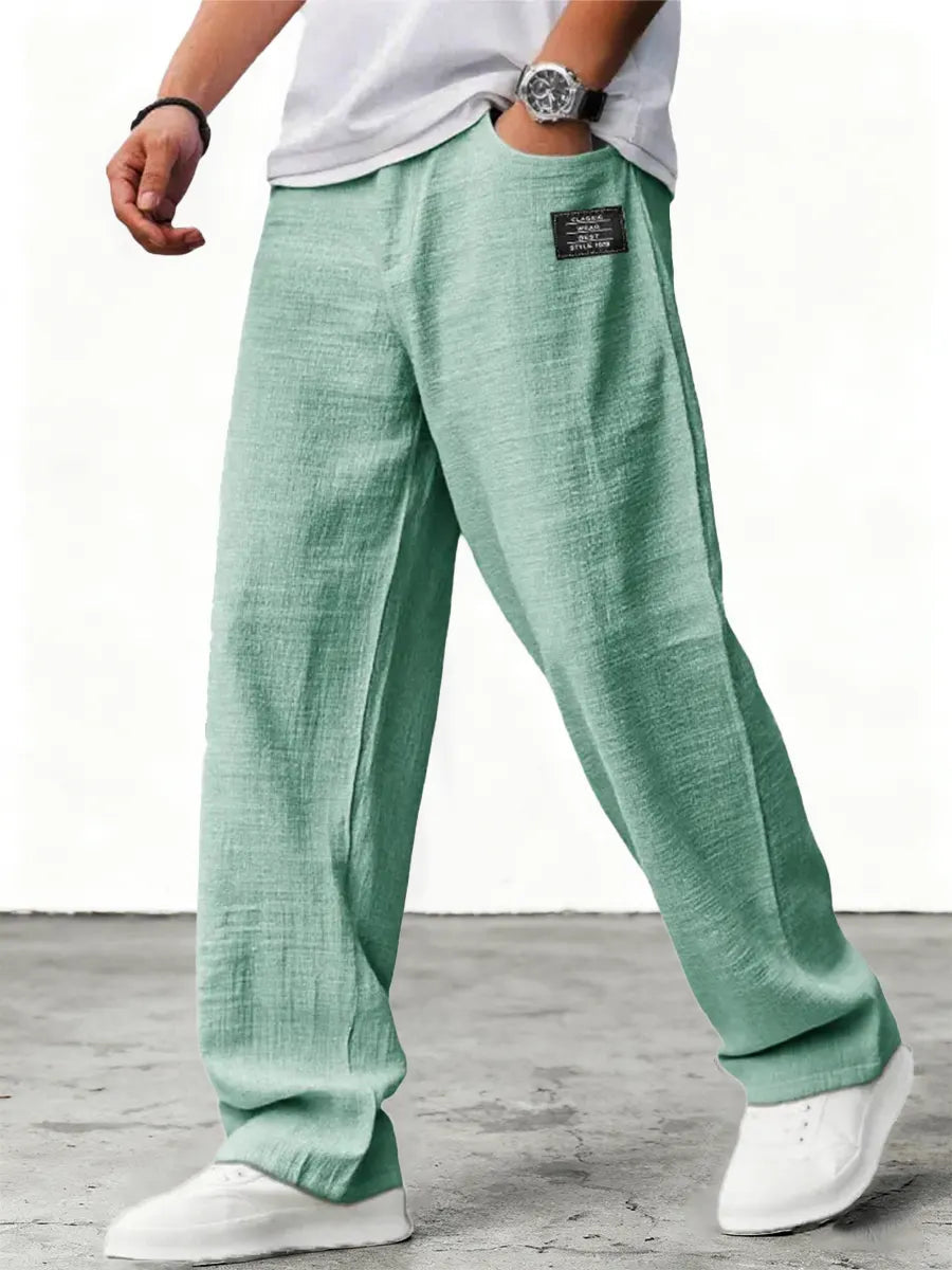 Men's relaxed wide-leg trousers with textured finish