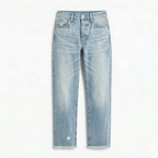 Women's cropped straight leg jeans with distressed details and frayed hems