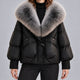 Women's Glossy Puffer Jacket with Faux Fur Collar