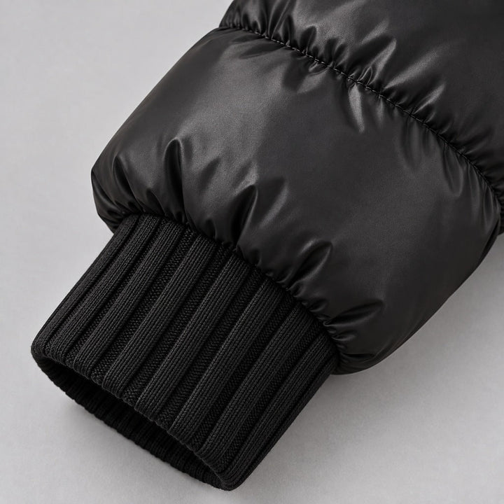 Women's Glossy Puffer Jacket with Faux Fur Collar