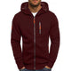 Men's hooded zip-up hoodie with long sleeves and multiple zipped pockets