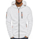 Men's hooded zip-up hoodie with long sleeves and multiple zipped pockets