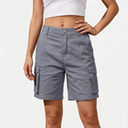 Kargen  - Women's Relaxed Fit Black Cargo Shorts Carrying Daily Essentials