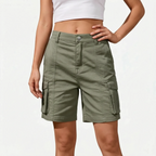 Kargen  - Women's Relaxed Fit Black Cargo Shorts Carrying Daily Essentials