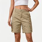 Kargen  - Women's Relaxed Fit Black Cargo Shorts Carrying Daily Essentials