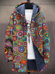 Unisex multicolour longline hooded cardigan with circular pattern