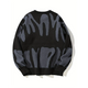 Women's oversized abstract patterned crew neck sweater with long sleeves