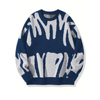 Women's oversized abstract patterned crew neck sweater with long sleeves