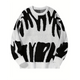 Women's oversized abstract patterned crew neck sweater with long sleeves