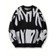 Women's oversized abstract patterned crew neck sweater with long sleeves