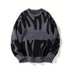 Women's oversized abstract patterned crew neck sweater with long sleeves