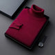 Men's plain turtleneck sweater with ribbed collar and cuffs in a presentation box
