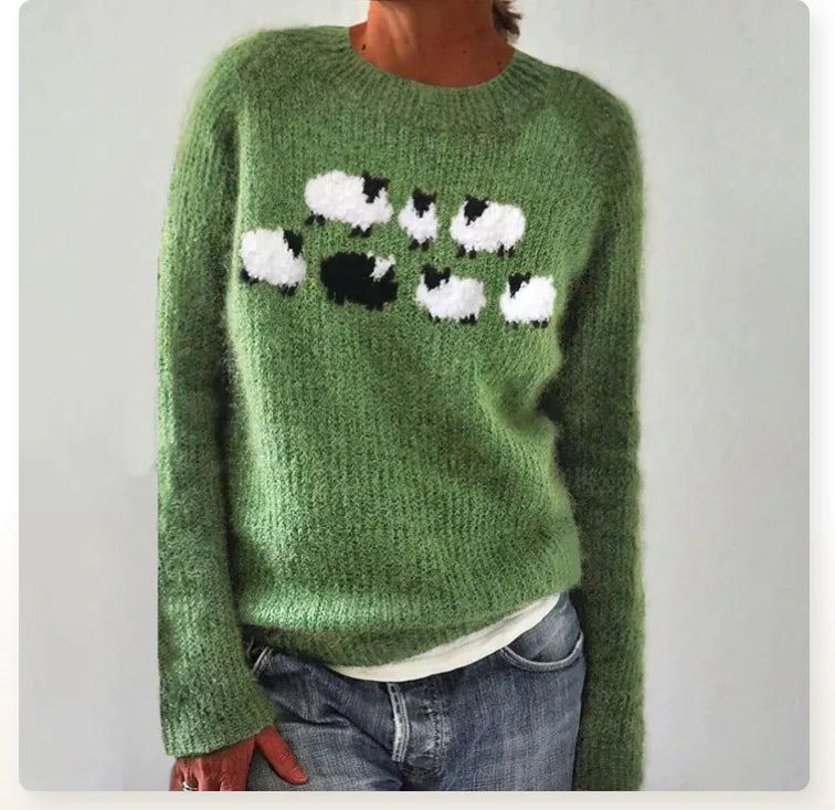 Women's grey Fair Isle boat neck sweater with long sleeves
