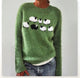 Women's grey Fair Isle boat neck sweater with long sleeves