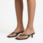 KittenStep  - Minimalist Square-Toe Kitten Heel Sandals Office Wear