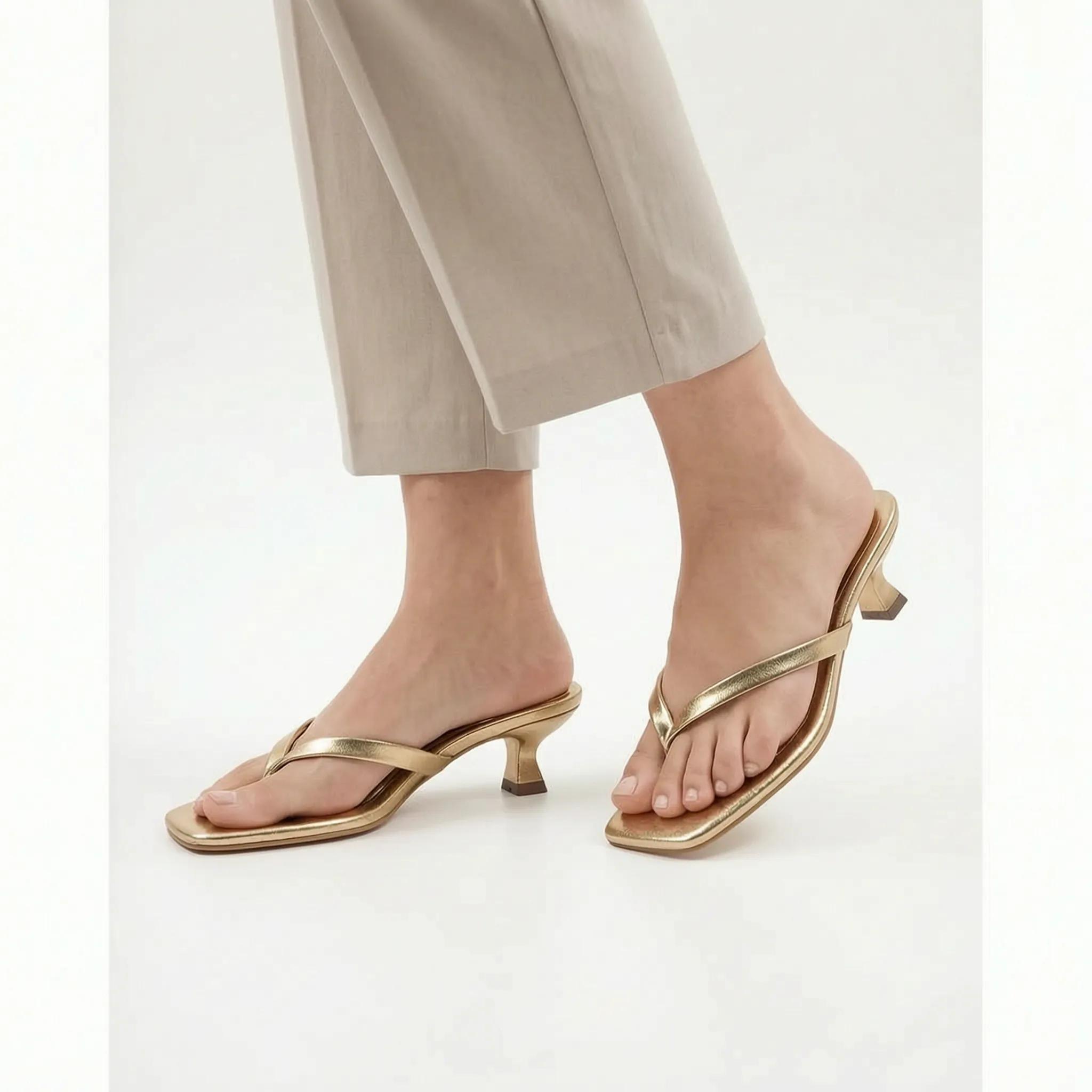 KittenStep  - Minimalist Square-Toe Kitten Heel Sandals Office Wear