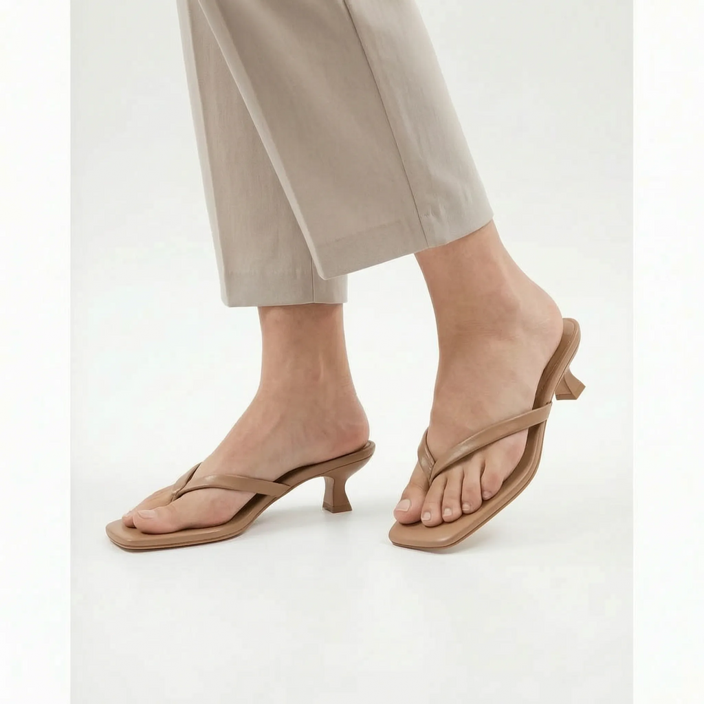 KittenStep  - Minimalist Square-Toe Kitten Heel Sandals Office Wear