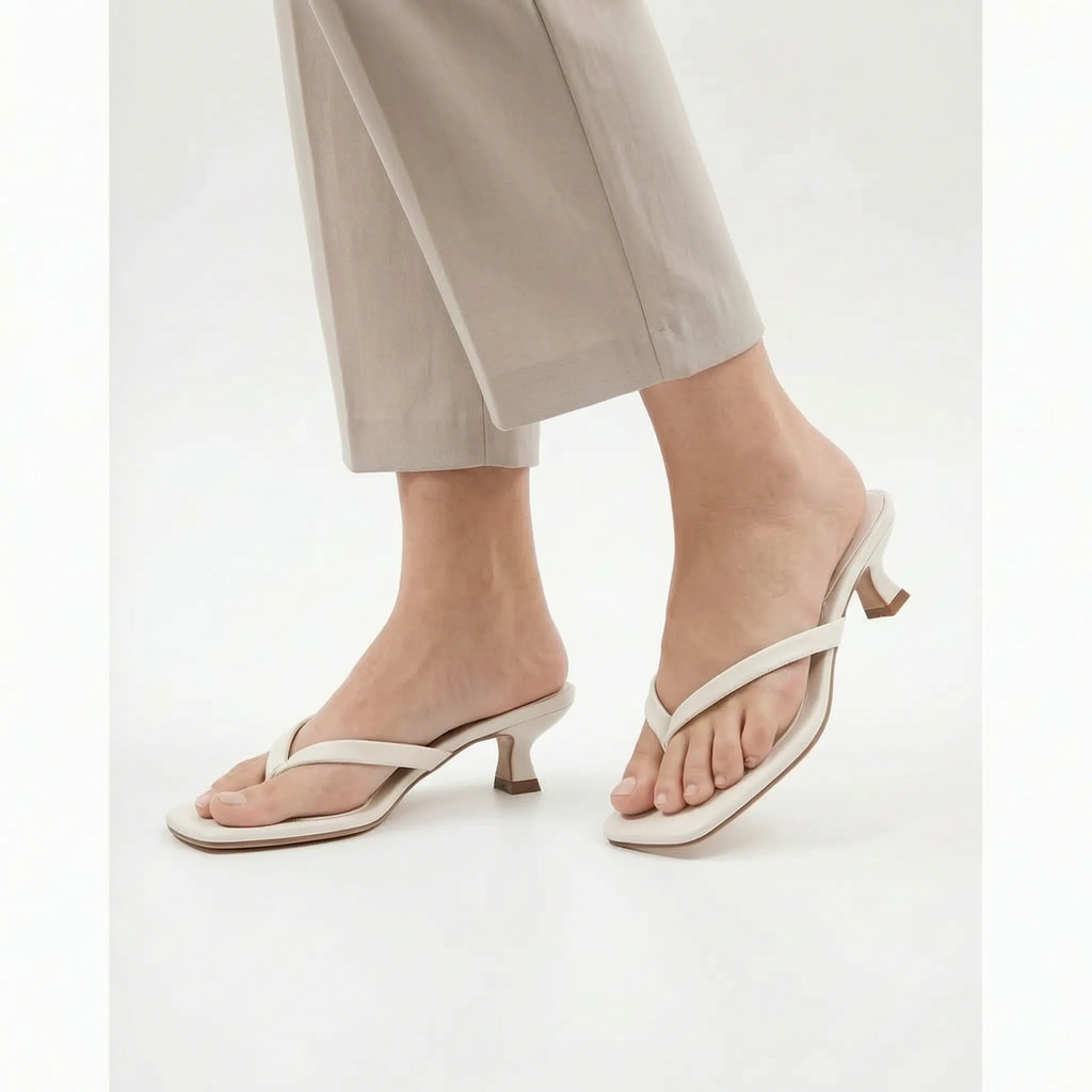 KittenStep  - Minimalist Square-Toe Kitten Heel Sandals Office Wear