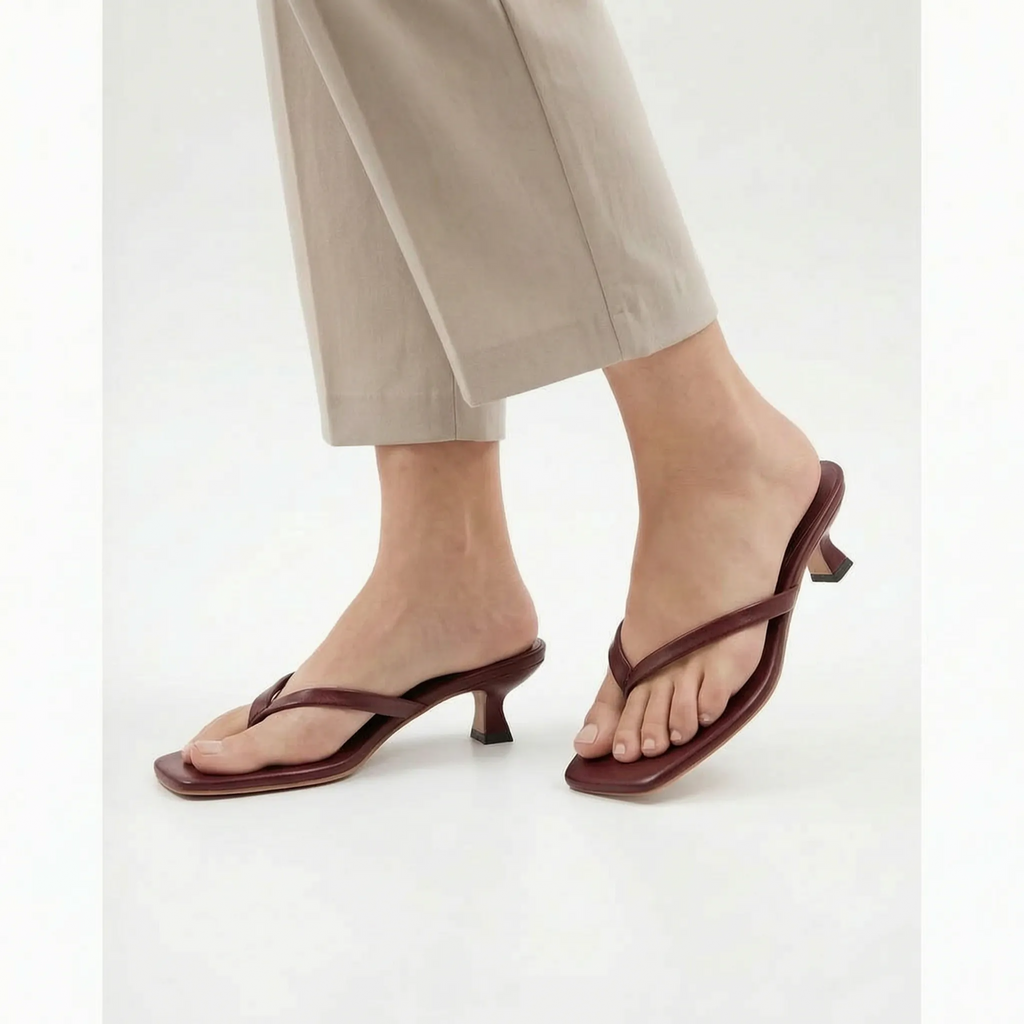 KittenStep  - Minimalist Square-Toe Kitten Heel Sandals Office Wear