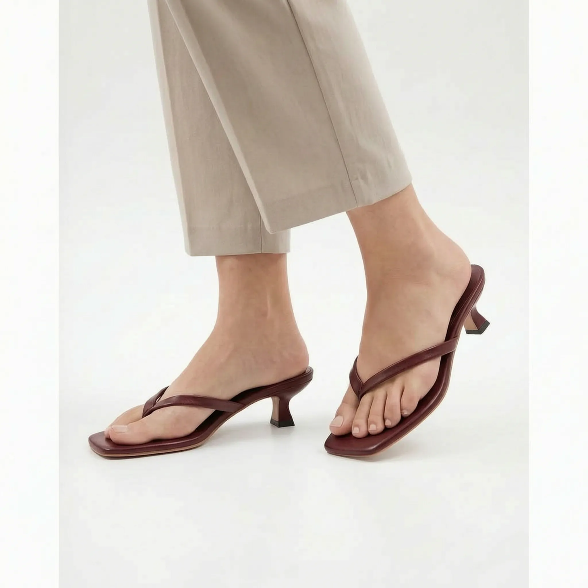 KittenStep  - Minimalist Square-Toe Kitten Heel Sandals Office Wear