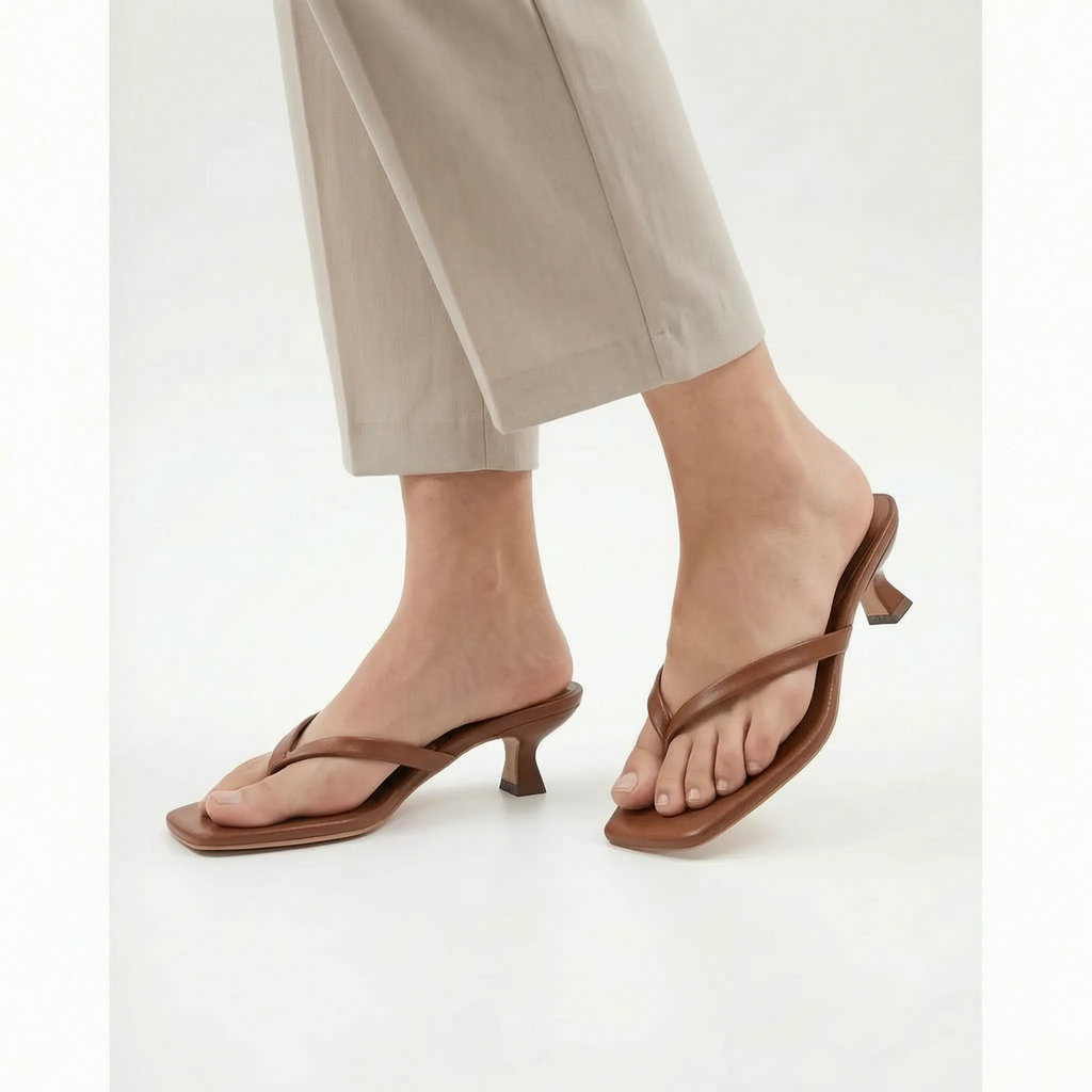 KittenStep  - Minimalist Square-Toe Kitten Heel Sandals Office Wear