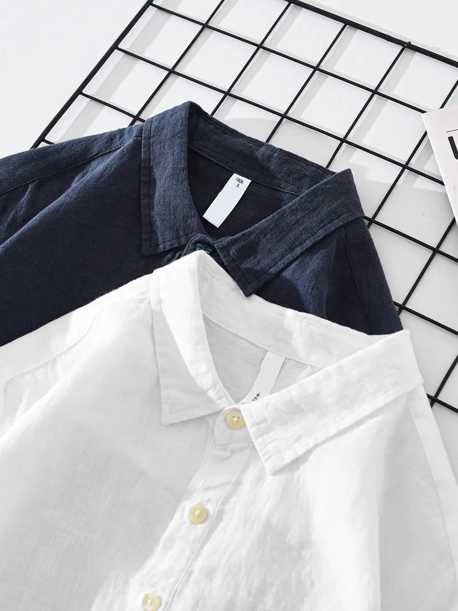 Men's long-sleeve popover shirt with collar and chest pocket