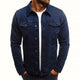 Men's fitted denim jacket with button front and chest pockets