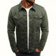 Men's fitted denim jacket with button front and chest pockets