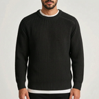 Men's textured crew neck jumper with long sleeves and ribbed trims