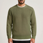 Men's textured crew neck jumper with long sleeves and ribbed trims
