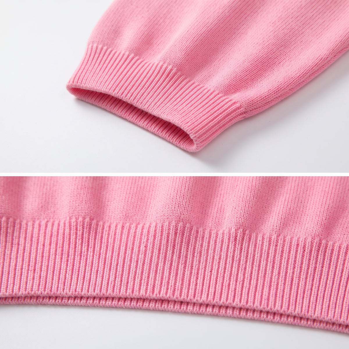 Men's Pink Waffle Knit Polo, V-Neck, Short Sleeves